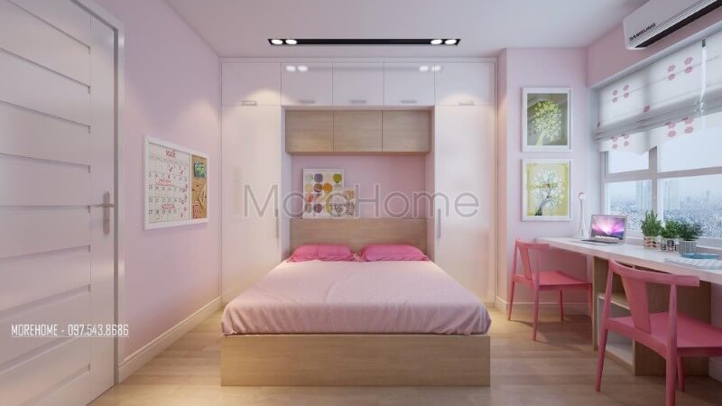 Mẫu thiết kế nội thất phòng ngủ con chung cư Hoàng Mai phong cách hiện đại