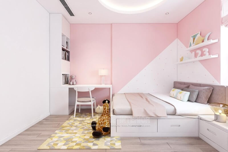Nội thất phòng ngủ hiện đại cho bé với gam màu hồng dễ thương