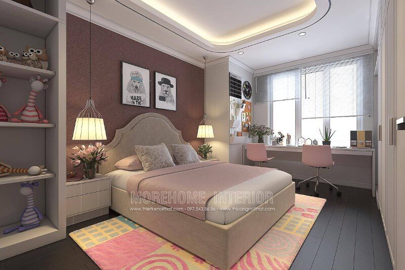 Nội thất phòng ngủ công chúa hiện đại với đồ nội thất thiết kế thông minh và tiện nghi